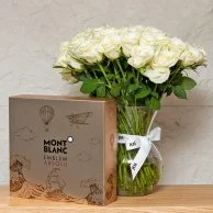 مجموعة عطر مون بلان مع باقة زهور