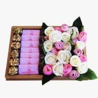 Mothers Day Chocolate And Artificial Flowers Box