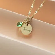 Name & Birthstone Personalised Necklace (Cursive)