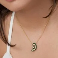Green Arabic Letter H Necklace by Nafees