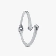 White Gold-Plated Open Bangle - Small
