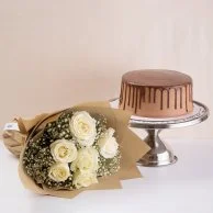 Nutella Cake & White Roses Bundle by Sugar Daddy's Bakery