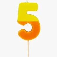 Orange and Yellow Birthday Number Candle - 5 by Talking Tables