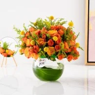 Orange Baby Roses Flower Arrangement