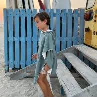 Organic Cotton Beach Towel - Ocean Green by Little Sol+