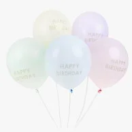 Pastel Latex "Happy Birthday" Printed Balloons 5pc Pack by Talking Tables