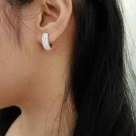 Pavé Set Ceramic Mini Hoop Earrings