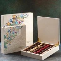 Pearl Colored Wooden Box by Bateel and Flowers Bundle
