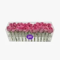 Pink Roses in A Rectangular Acrylic Box