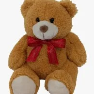 Plush Teddy Golden Brown with Red Ribbon by Fay Lawson