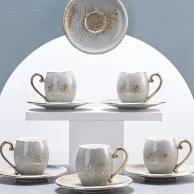 طقم فناجين الشاي 12 قطعة من هيرا - رمادي