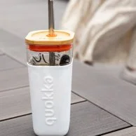 Quokka Glass Straw Tumbler With Silicone Cover Liquid Cube 540 ml Inner Graffiti