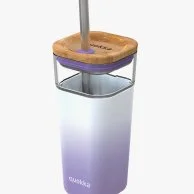 Quokka Glass Straw Tumbler With Silicone Cover Liquid Cube 540 ml Lilac Gradient