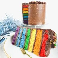 Rainbow Cake with Chocolate Ganache by Sugaholic