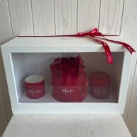 Red Trio Gift Box with (6) Rose Infinity Arrangement by Plaisir