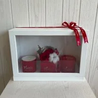 صندوق هدايا أحمر تريو مزدوج مع ورد طويل العمر من بليزير 
