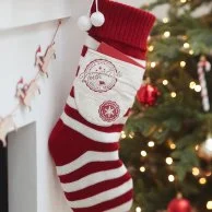 Red & White Knitted Christmas Stocking with Pocket by Ginger Ray