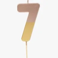 شمعة رقم مغموسة باللون الذهبي الوردي - 7 من توكينج تيبلز