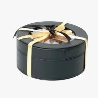 Round Leather Chocolate Box by Eclat Black