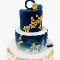 Royal Blue 3D Birthday Cake