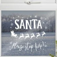 سانتا توقف هنا ملصق نافذة من جينجر راي