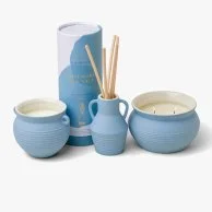 Santorini 8.5oz Light Blue Ceramic Rosemary Sea Salt  by Paddywax