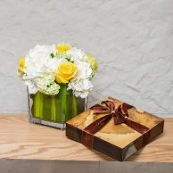 Saudi Map Box by Bateel and Flowers Bundle