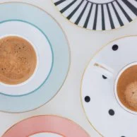 Set Of 2 Espresso Cup & Saucers Cheetah/Parrot By Yvonne Ellen