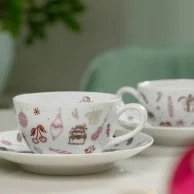 Set of 2 Farah Teacups and Saucers By Silsal 
