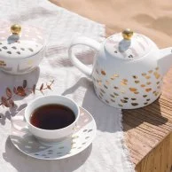 Set of 2 Joud Porcelain Teacups & Saucers by Silsal