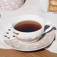 Set of 6 Joud Porcelain Teacups & Saucers by Silsal