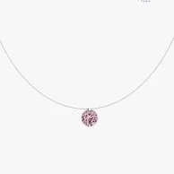 Short Necklace With Transparent Thread & Pink Cubic Zirconia by Agatha Paris
