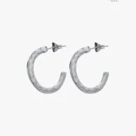 Silver Hoop Earrings With Wave Effect by Agatha