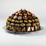 Silver Leaf Chocolate & Choco Dipped Dates Round Tray By The Date Room
