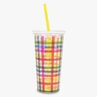 Deluxe Tumbler with Straw - Block Party (Glitter) by Bando