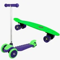 Skateboard & Scooter Set By Mini Sharkman - Green/Blue