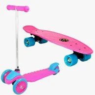 Skateboard & Scooter Set By Mini Sharkman - Pink/Blue