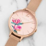 Sara Miller Flower Stainless Steel Watch