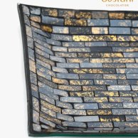 Small Black and Gold Mosaic Rectangle Glass Plate By Bostani 