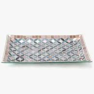 Small Colorful Mosaic Rectangle Glass Plate By Bostani 