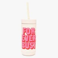 Stainless Steel Tumbler with Straw - Forever Busy by Bando