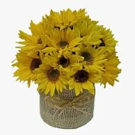 Sun Flower in Jute Wrapped Glass Vase
