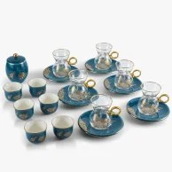 Tea And Arabic Coffee Set 19Pcs From Hera - Blue