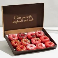 The Pink Wrapped Hand Bouquet & Red Velvet Donut by Bakery & Company Bundle