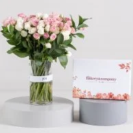 The Sweetheart Roses Arrangement & Premium Nutty Chocolate by Bakery & Company Bundle