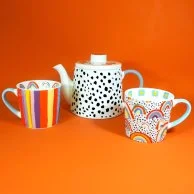 Time For Tea - Teapot and Set of 2 mugs by  Eleanor Bowmer