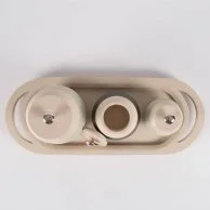 Tray With 3 Beige Canister Set By Blends