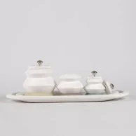 Tray With 3 White Canister Set By Blends