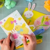 مجموعة بطاقات غرز متقاطعة على شكل أرنب عيد الفصح مكونة من 12 قطعة