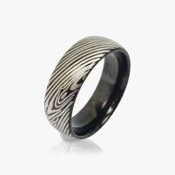 Tungsten Ring wih white pattern by Mecal 